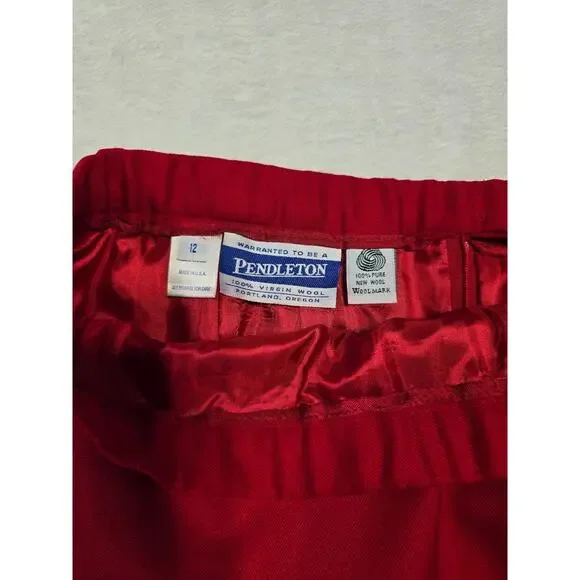 VINTAGE PENDLETON Womens Skirt Suit - Jacket Size 12, Skirt Size 10 Red Wool